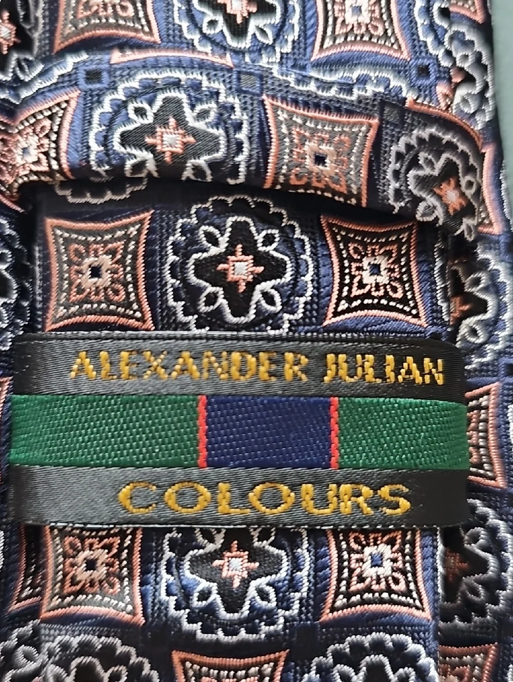 Alexander Julian Colours Geometric Medallion Tie Mens OS Blue Copper‎ Polyester